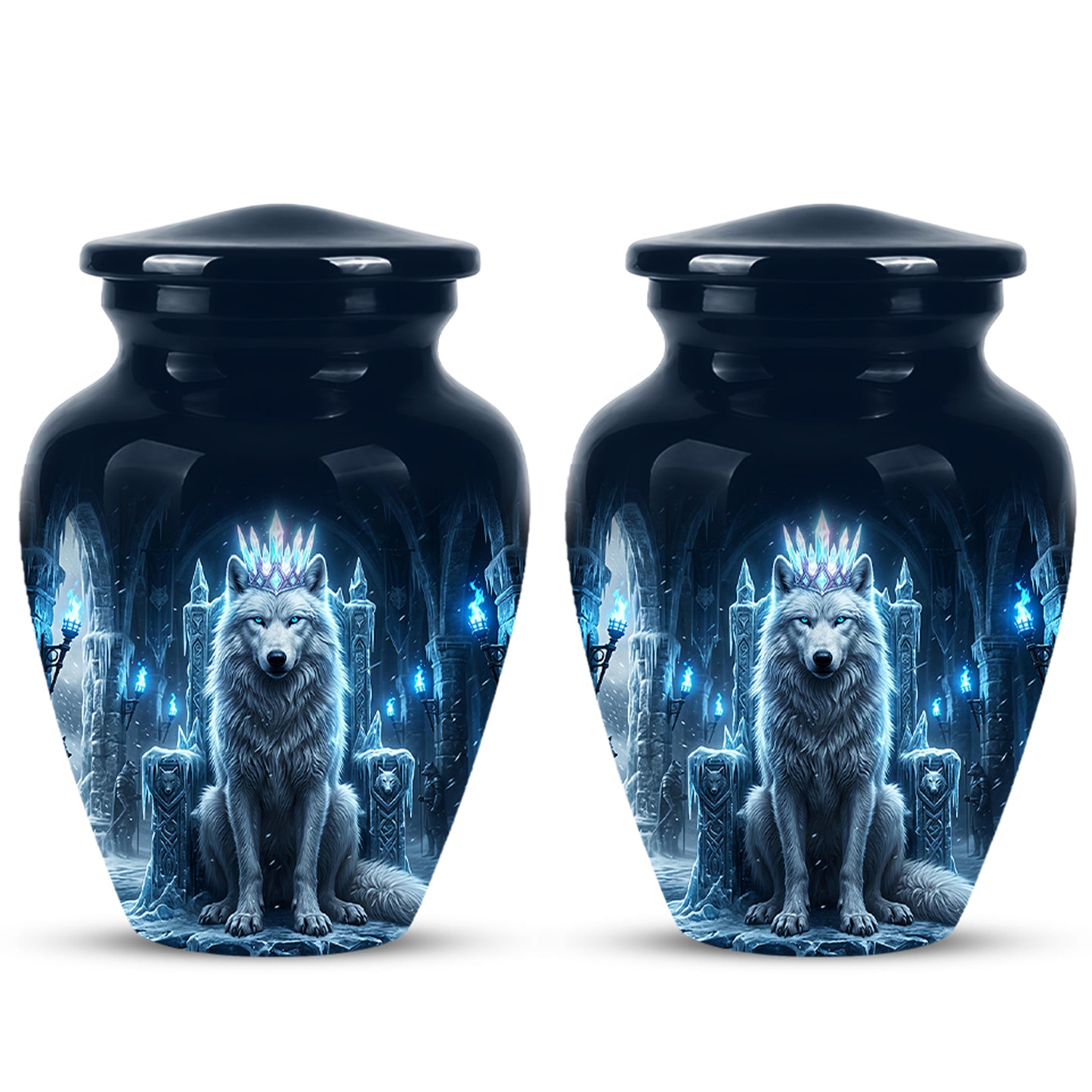 Ice Throne Wolf King Urn for Ashes | Personalized Urn Memorial