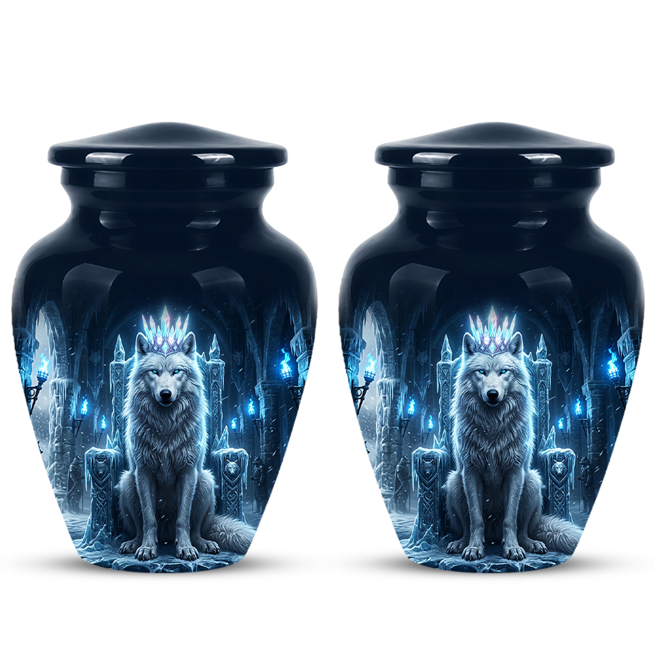 Ice Throne Wolf King Urn for Ashes | Personalized Urn Memorial