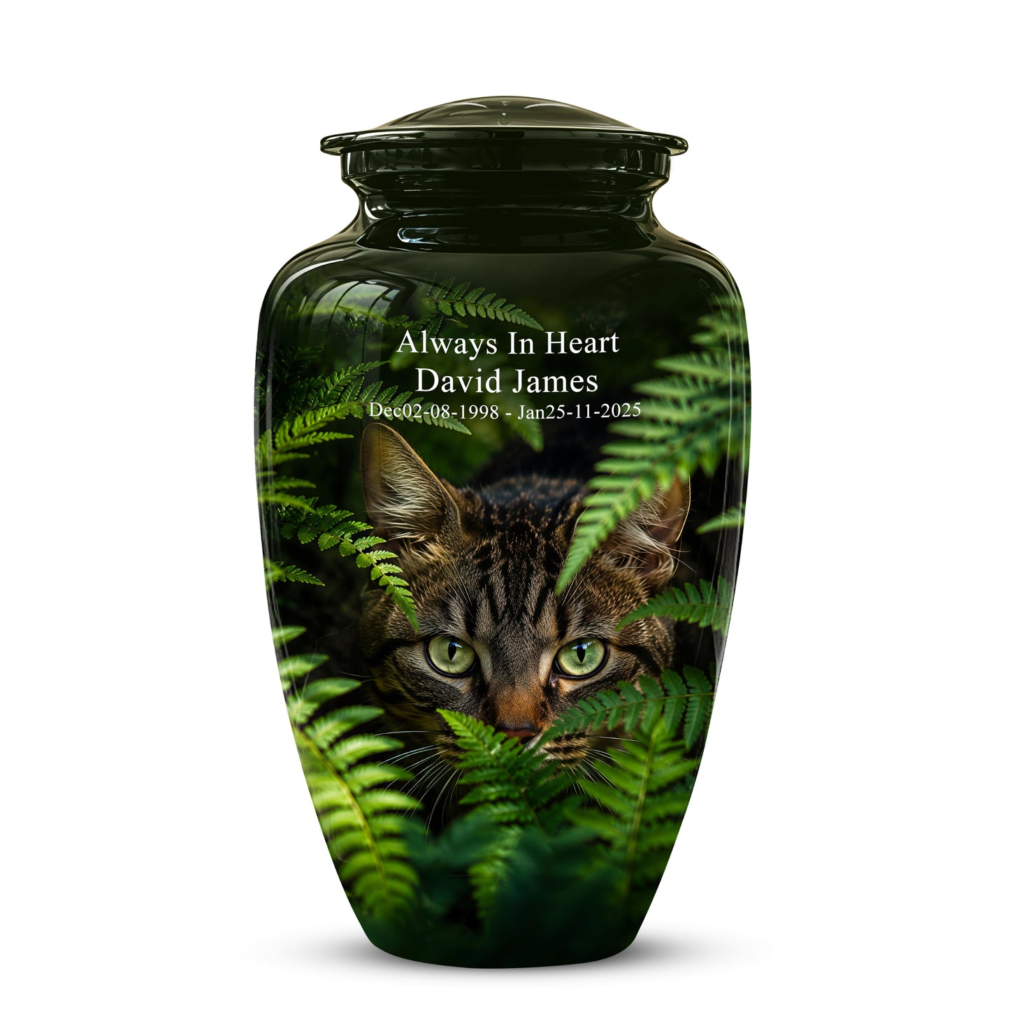 Cat Cremation Urns For Ashes - Personalized Black Pet Burial Urns