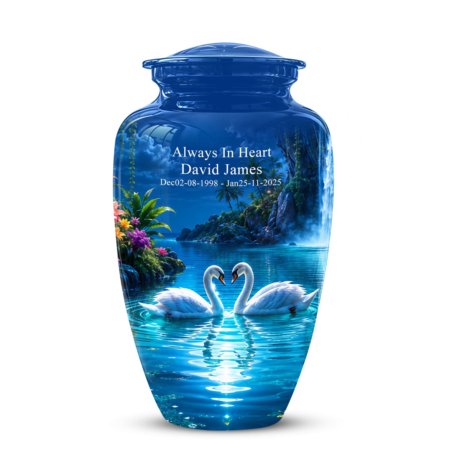 White Couple Swan Urn - Beautiful Memorial Keep Urns For Loved Ones