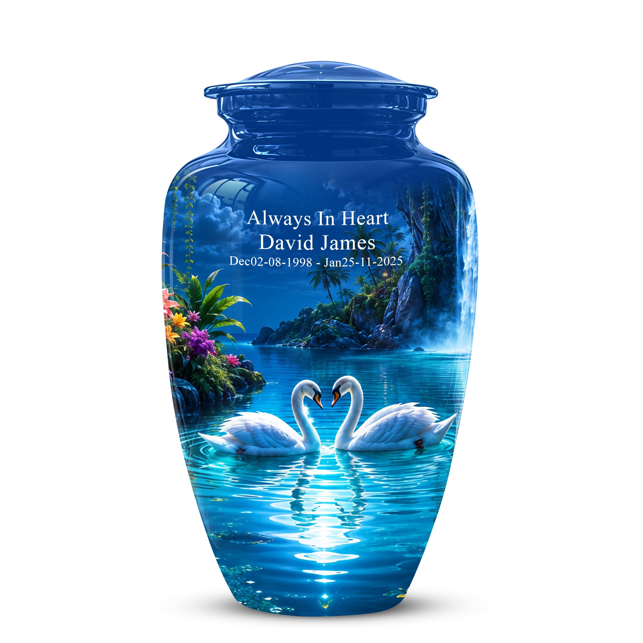 White Couple Swan Urn - Beautiful Memorial Keep Urns For Loved Ones