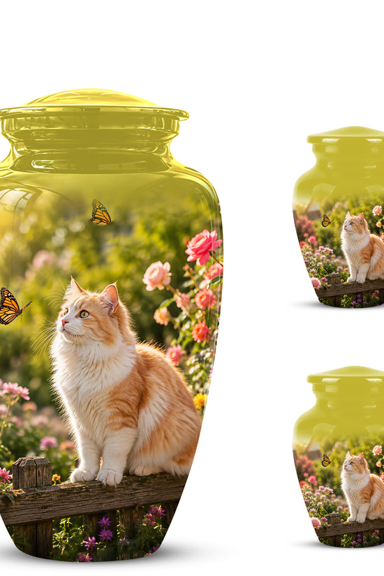 Orange Cat Cremation Urn - Beautiful Eternal Tribute Urn For Pet Ashes