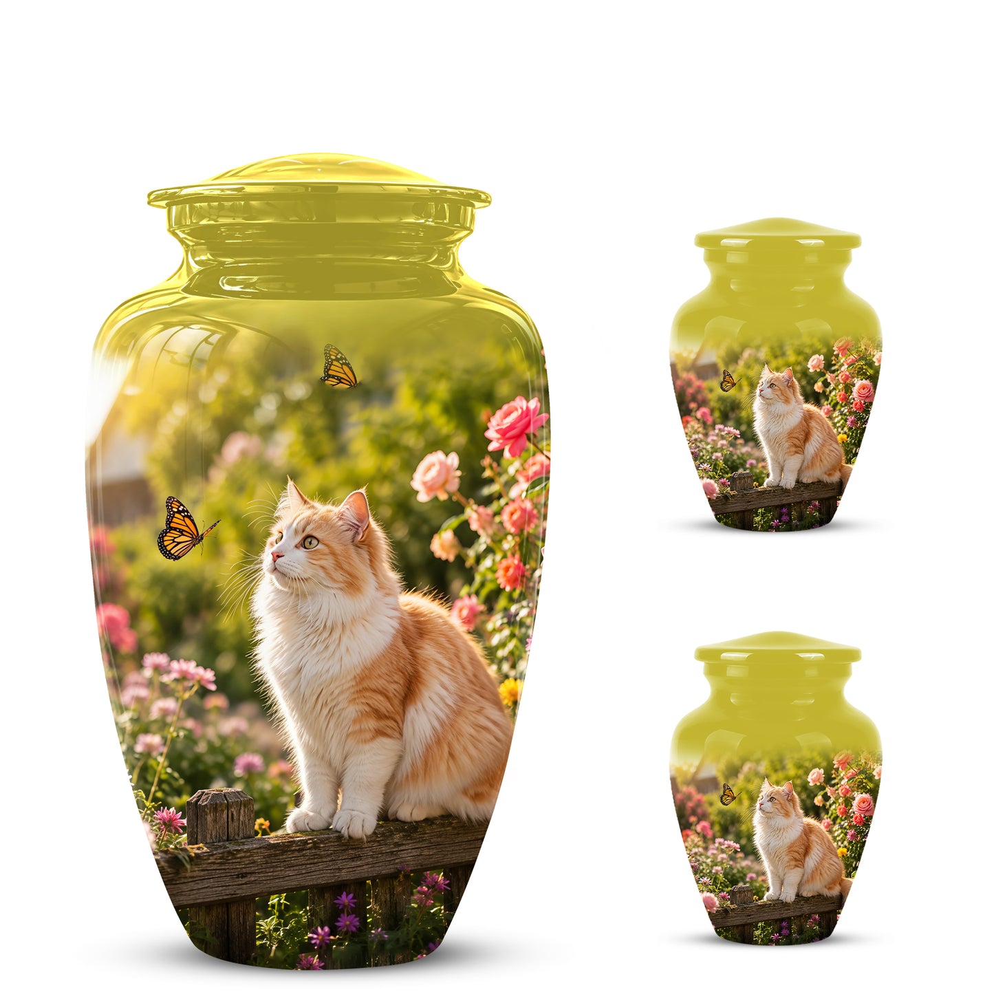 Orange Cat Cremation Urn - Beautiful Eternal Tribute Urn For Pet Ashes