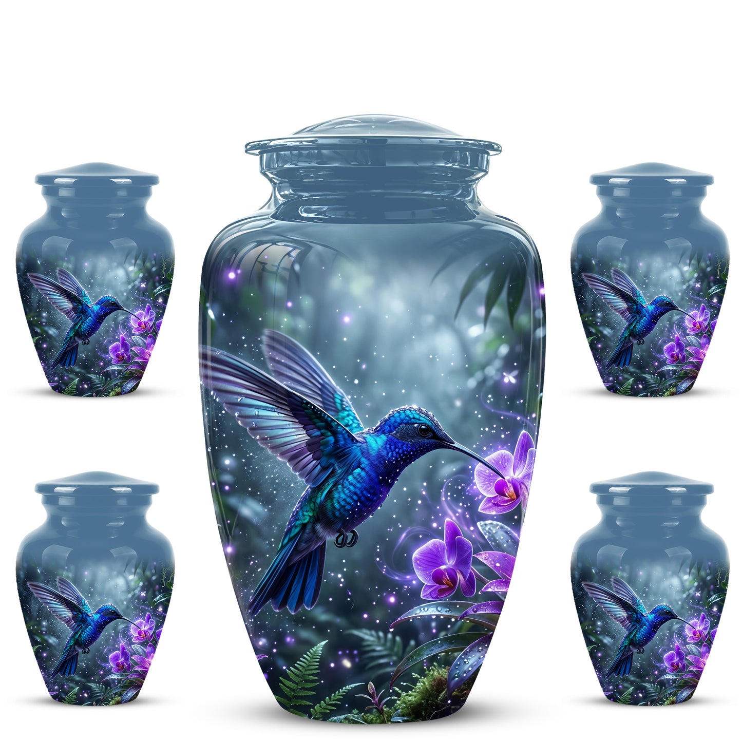 Flying Blue Hummingbird Urn - Majestic Memorial Urns For Human Ashes