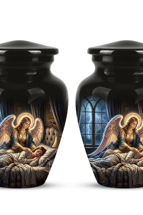 Angel Mom Cremation Urn - Black Memorial Urns For Mother Ashes