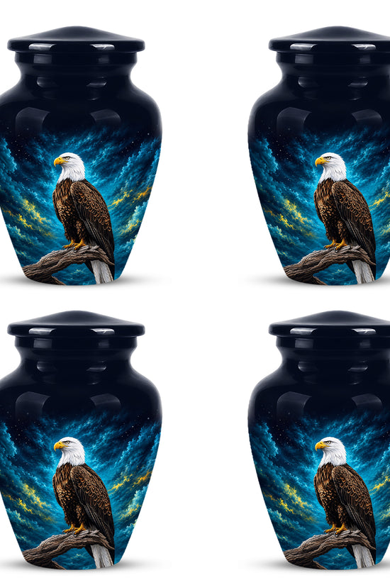 Cosmic Bald Eagle Cremation Urn - Decorative Memorial Urns For Human Ashes