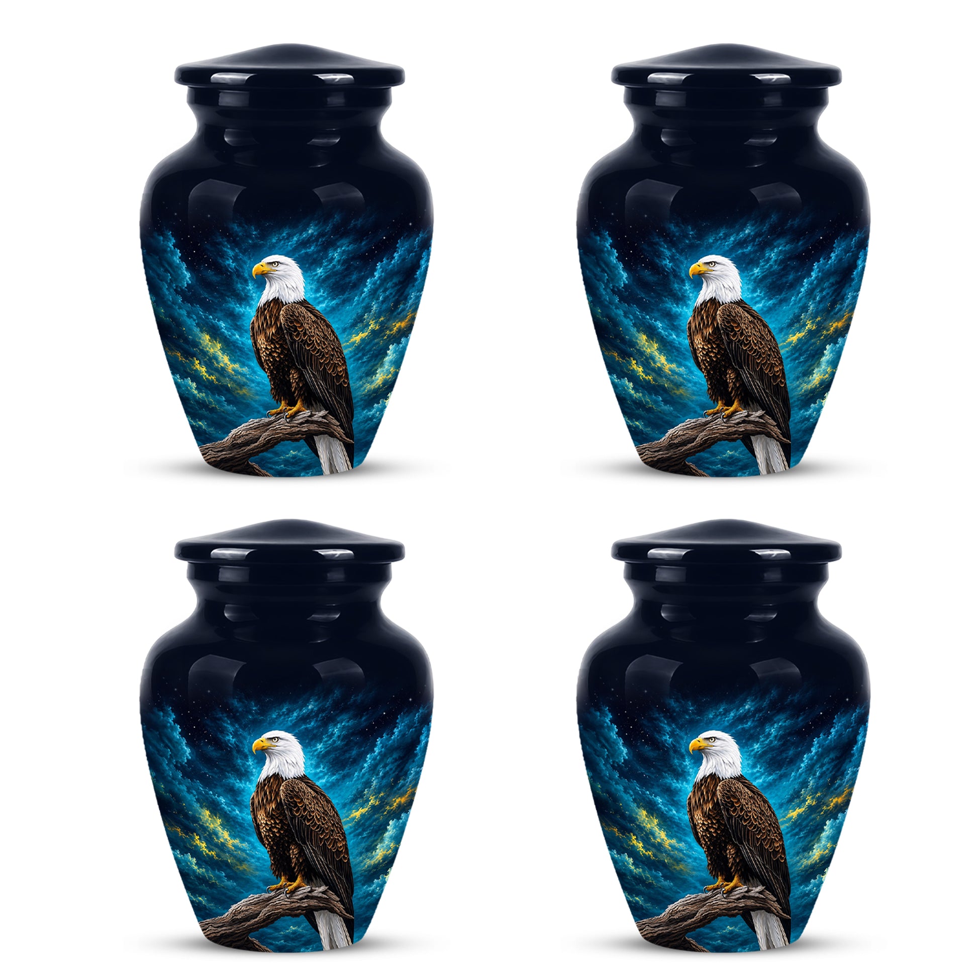Cosmic Bald Eagle Cremation Urn - Decorative Memorial Urns For Human Ashes