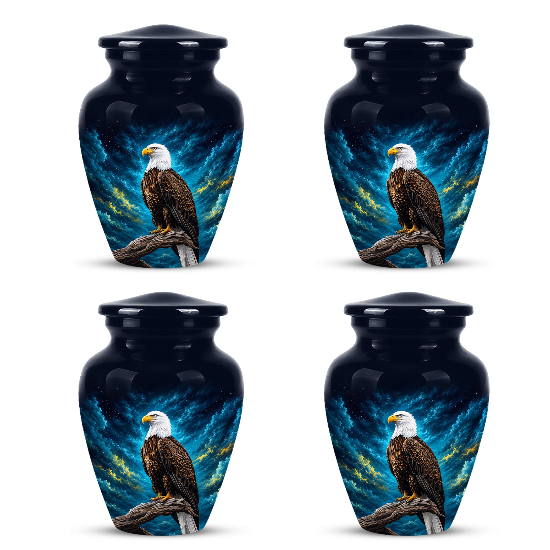 Cosmic Bald Eagle Cremation Urn - Decorative Memorial Urns For Human Ashes