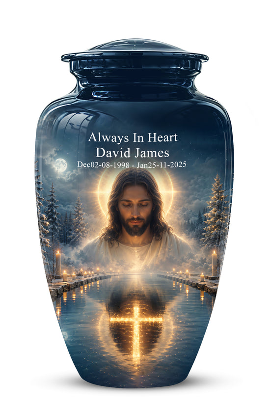 Divine Jesus Cremation Urn for Ashes – Christian Cross Memorial Urn