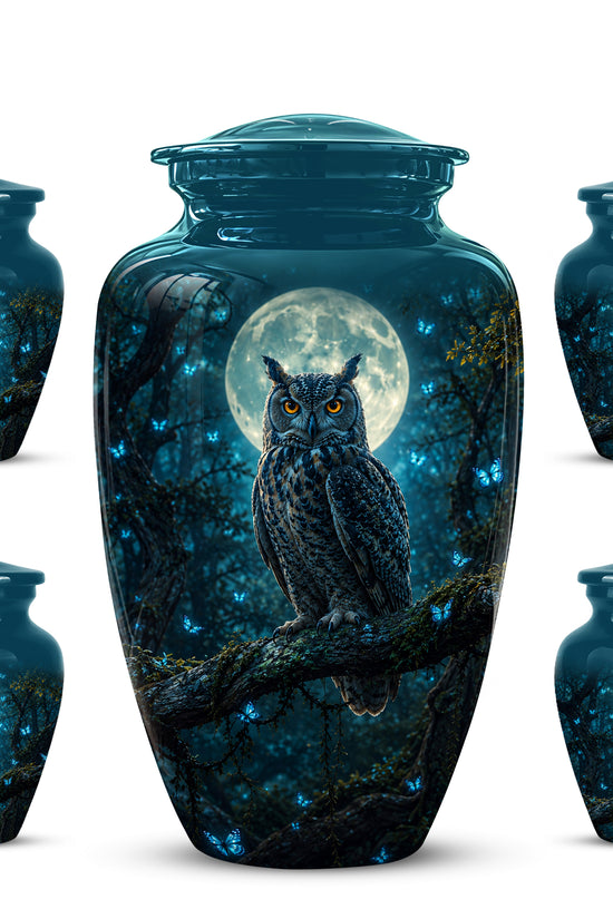 Majestic Horned Owl Burial Urn - Moonlight Owl Funeral Urns For Ashes
