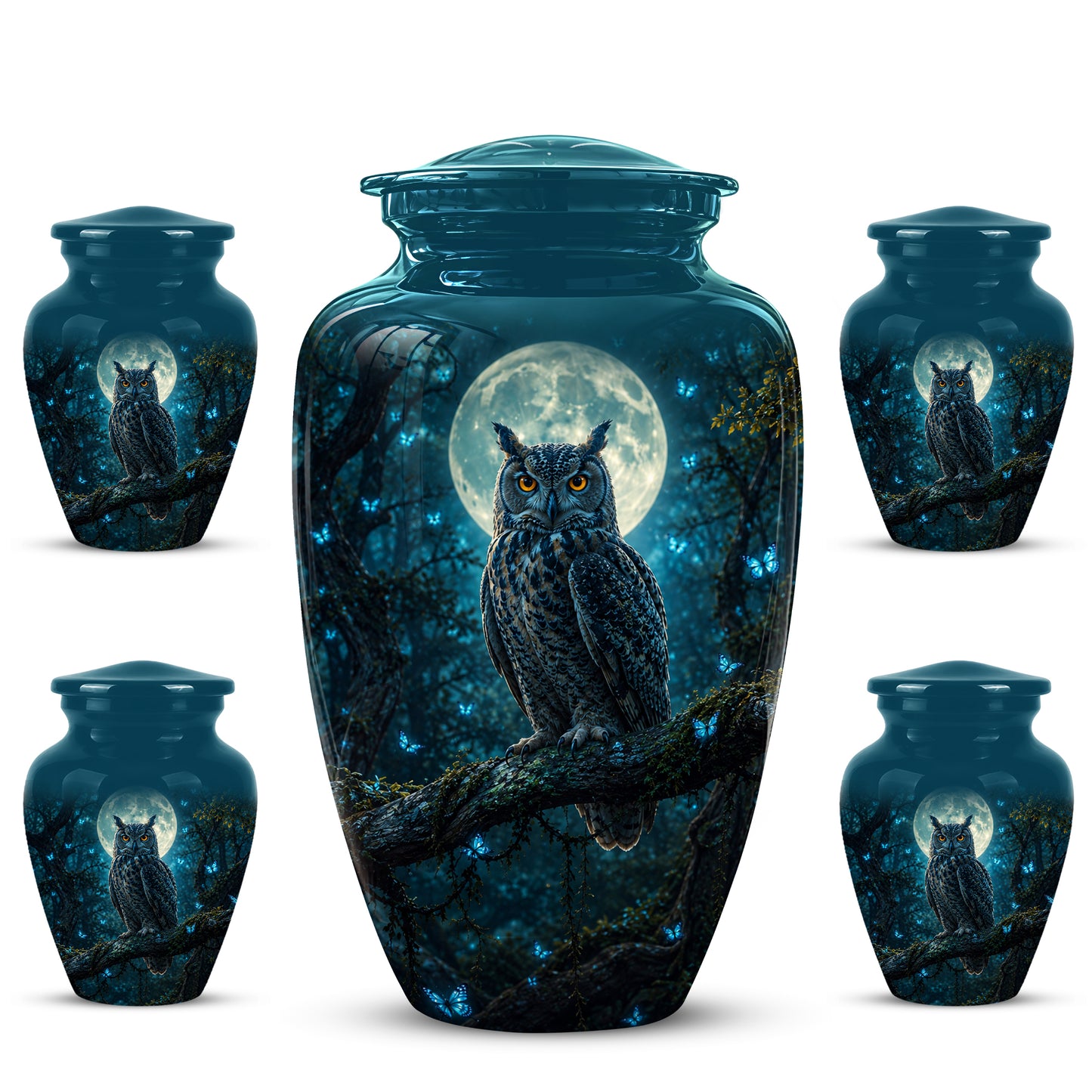 Majestic Horned Owl Burial Urn - Moonlight Owl Funeral Urns For Ashes