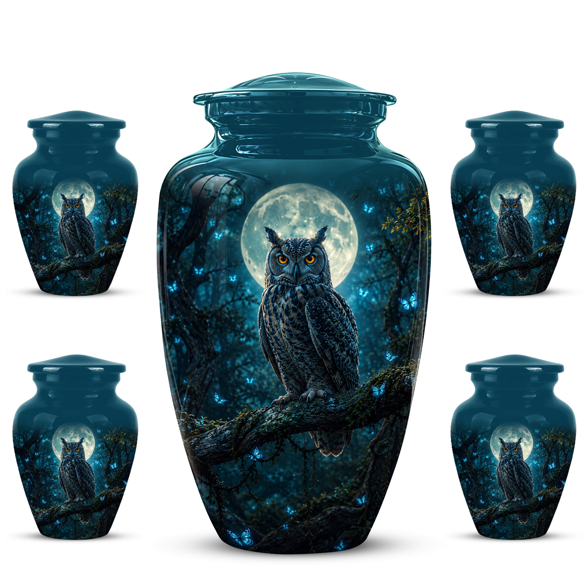 Majestic Horned Owl Burial Urn - Moonlight Owl Funeral Urns For Ashes