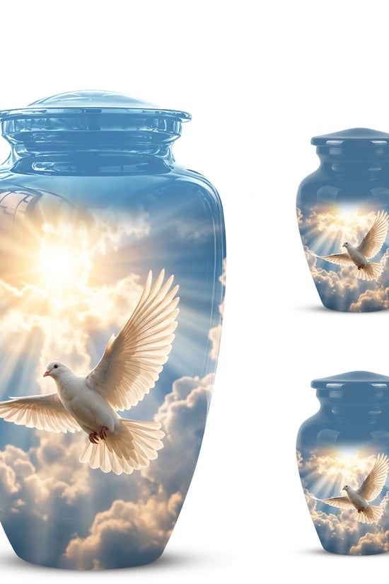 White Dove Bird Themed Urn - Custom Handcrafted Memorial Urns For Ashes
