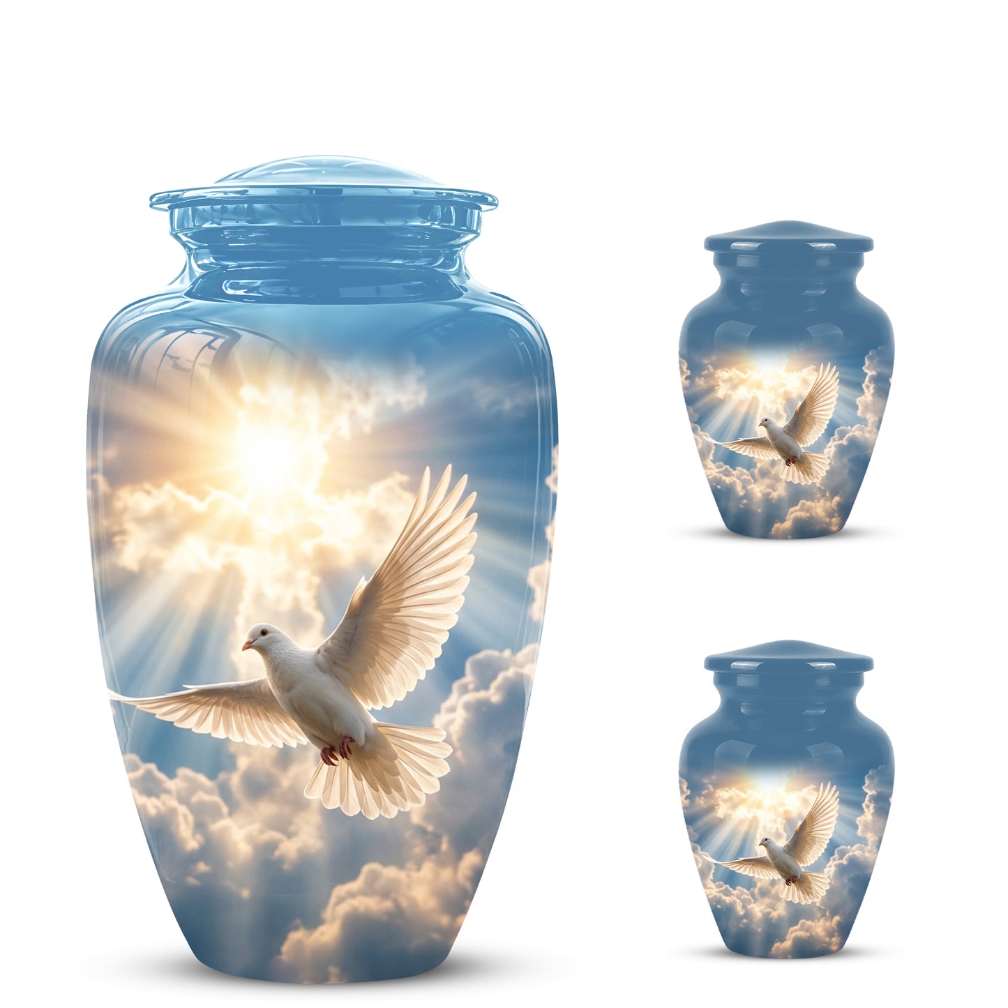 White Dove Bird Themed Urn - Custom Handcrafted Memorial Urns For Ashes