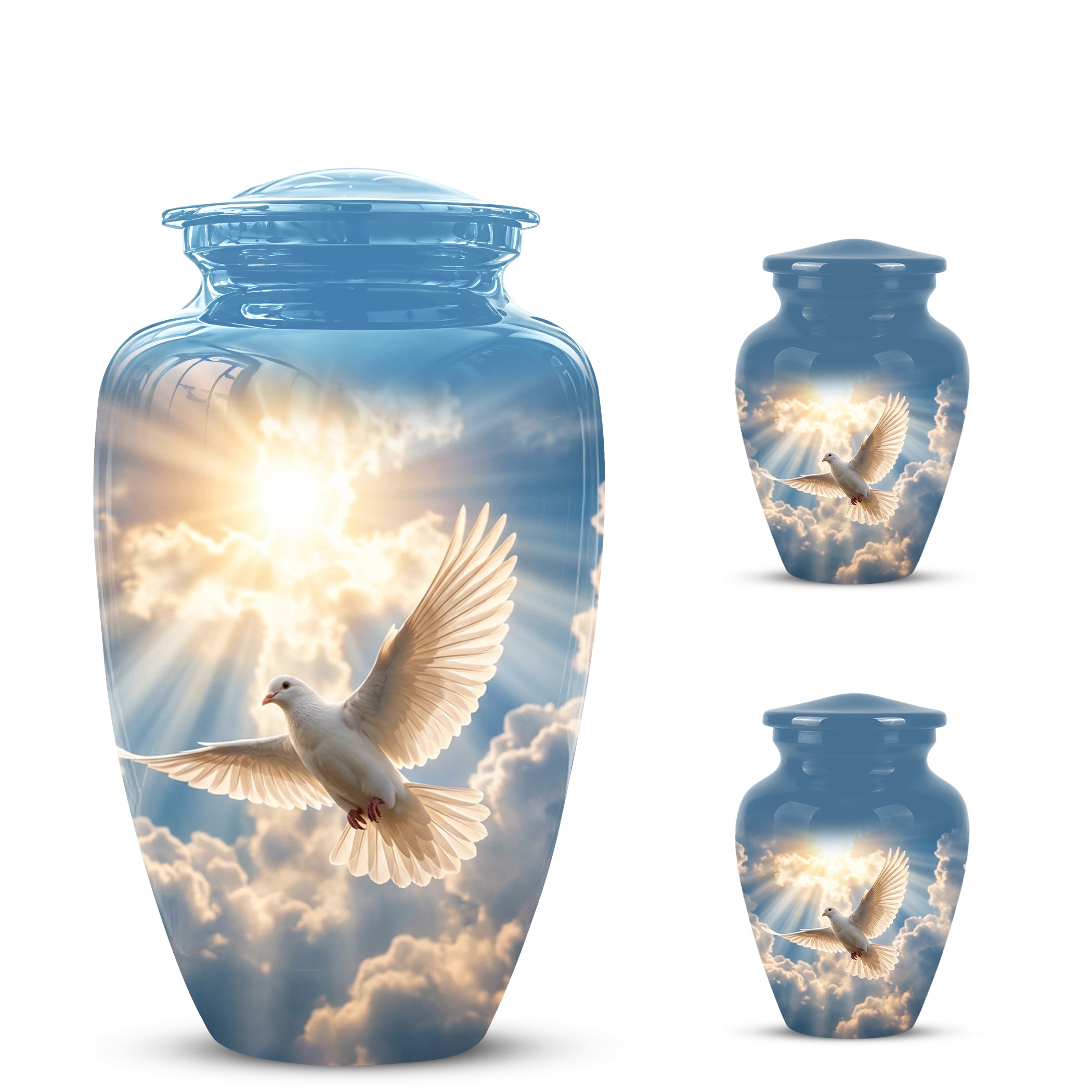 White Dove Bird Themed Urn - Custom Handcrafted Memorial Urns For Ashes