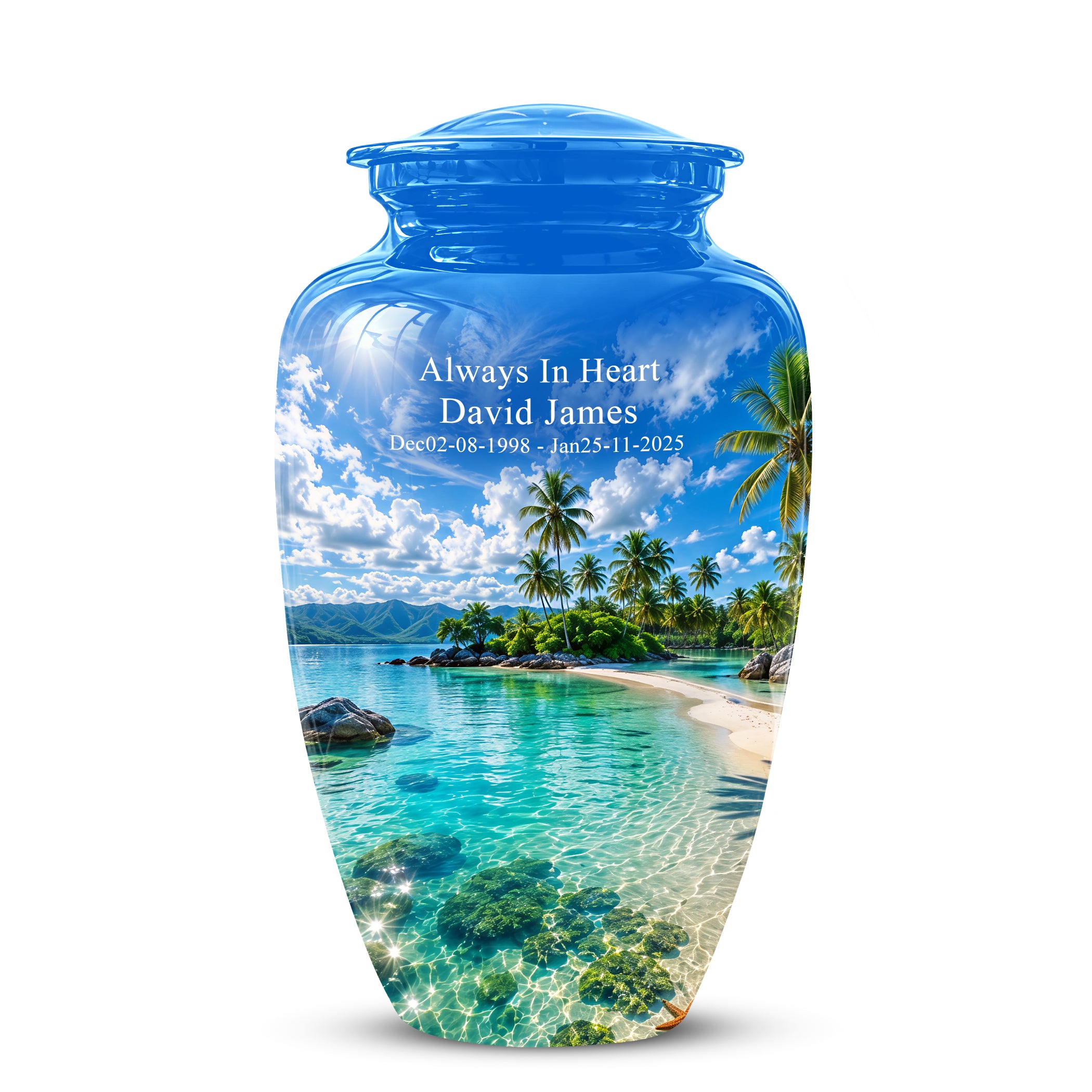 Beach Themed Burial Urn - Personalized Cremation Urns For Human Ashes