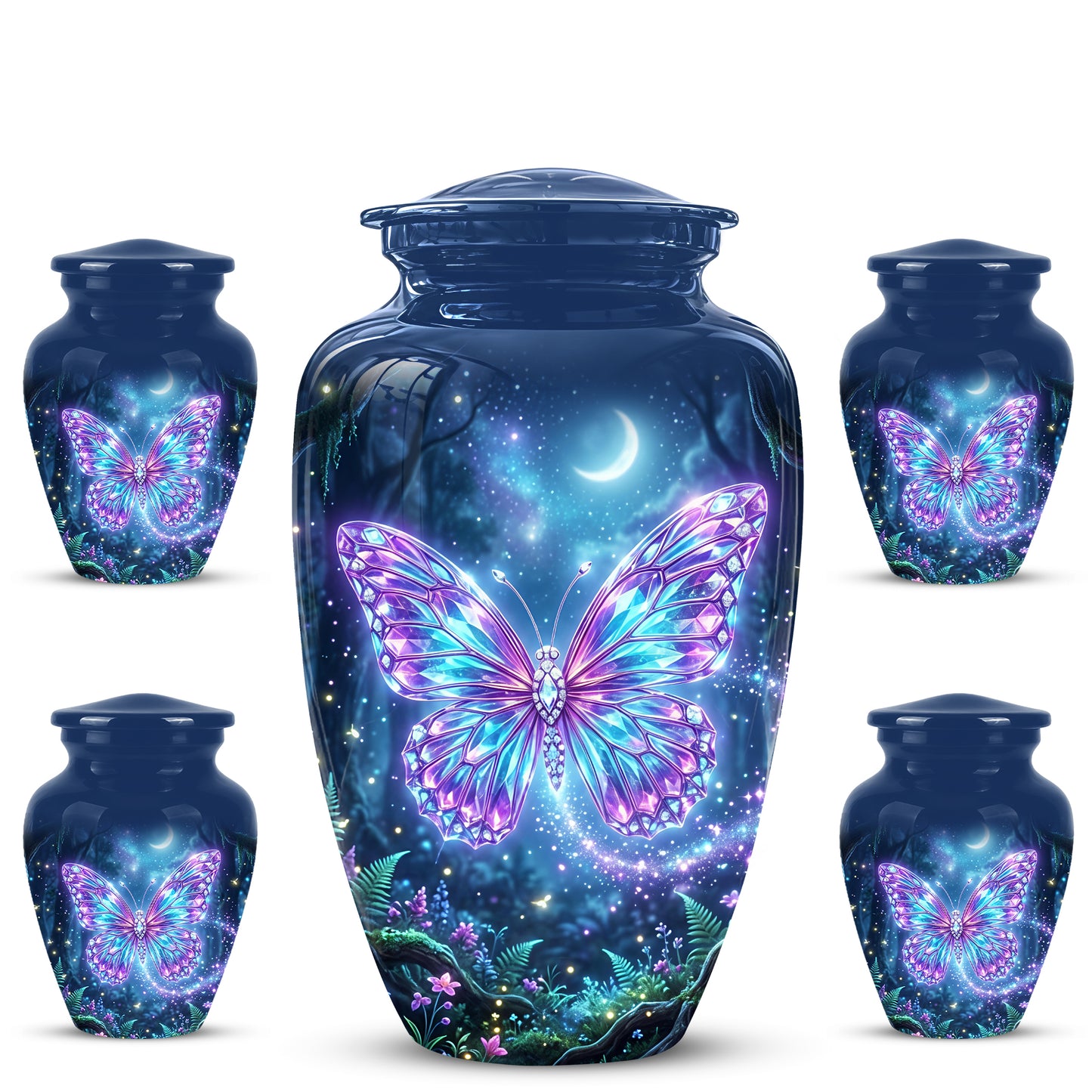 Glowing Colorful Butterfly Memorial Urn - Majestic Urns For Ashes