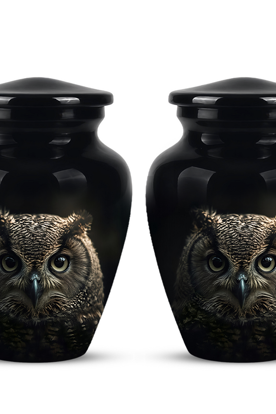 Owl Cremation Urns For Human Ashes - Black Burial Urns For Dad