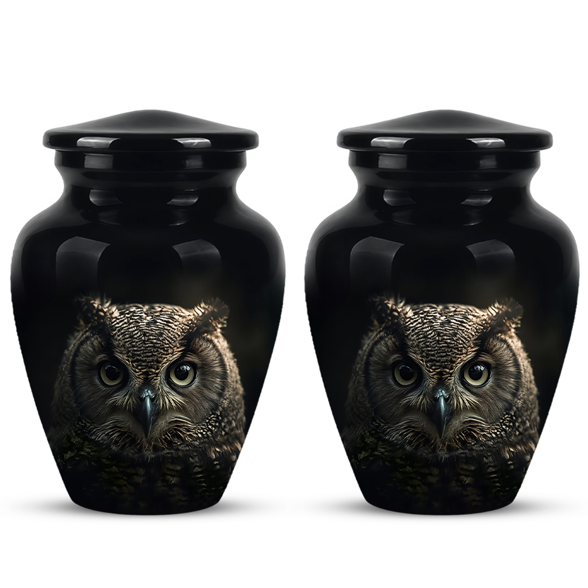 Owl Cremation Urns For Human Ashes - Black Burial Urns For Dad