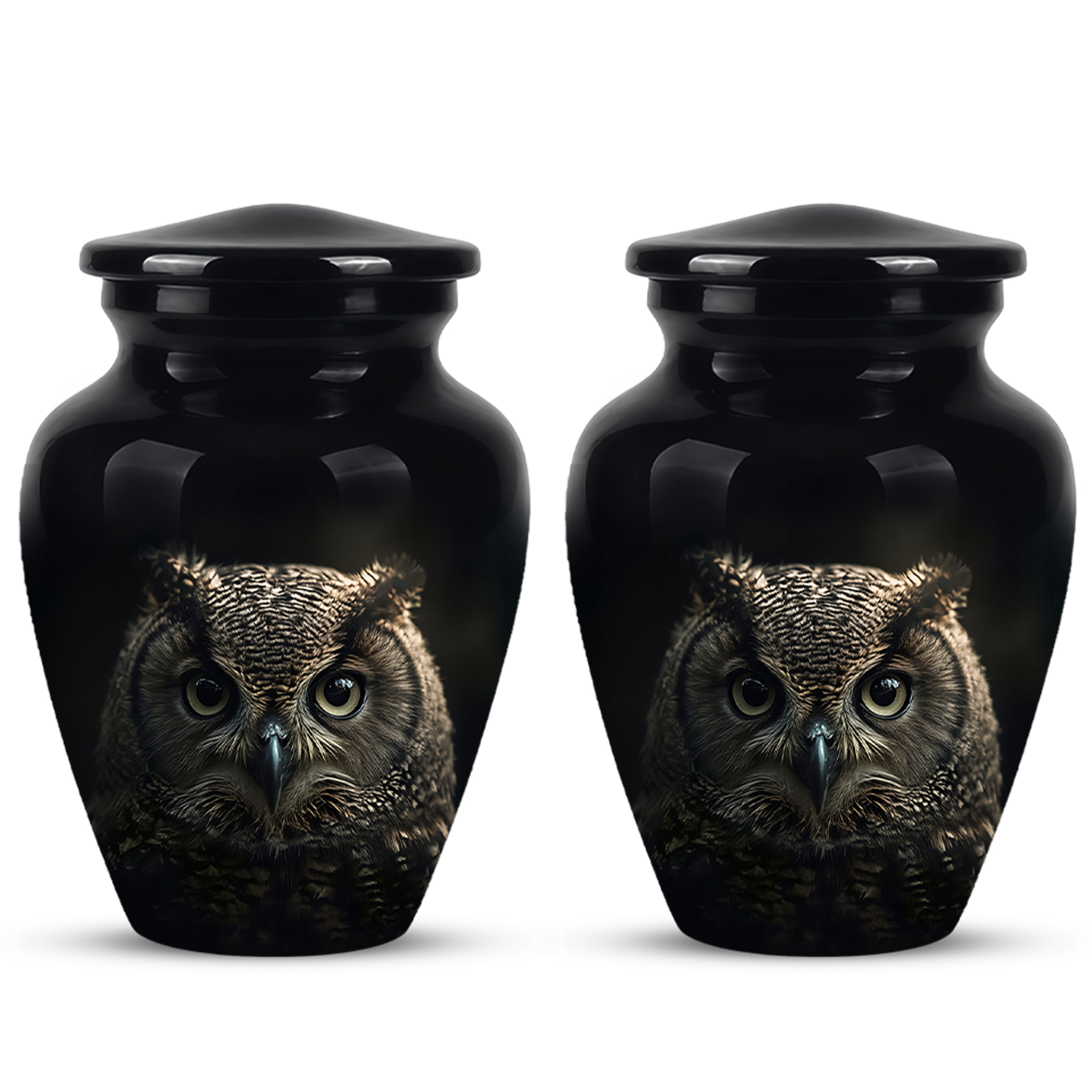 Owl Cremation Urns For Human Ashes - Black Burial Urns For Dad