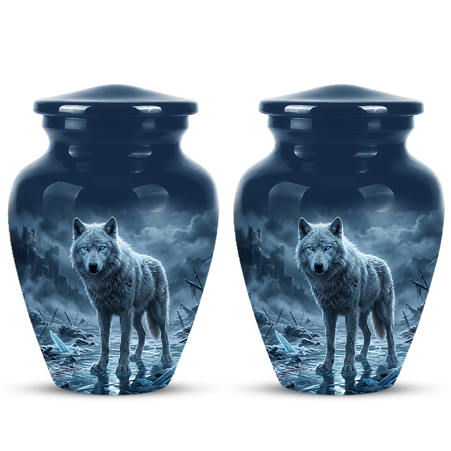 Moonlight White Wolf Urn for Human Ashes - Urns For Men & Women Ashes