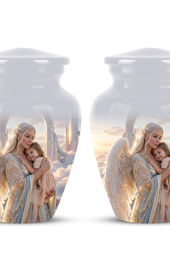 Angel Mother With Child Memorial Urn - Artistic Cremation Urns For Mom