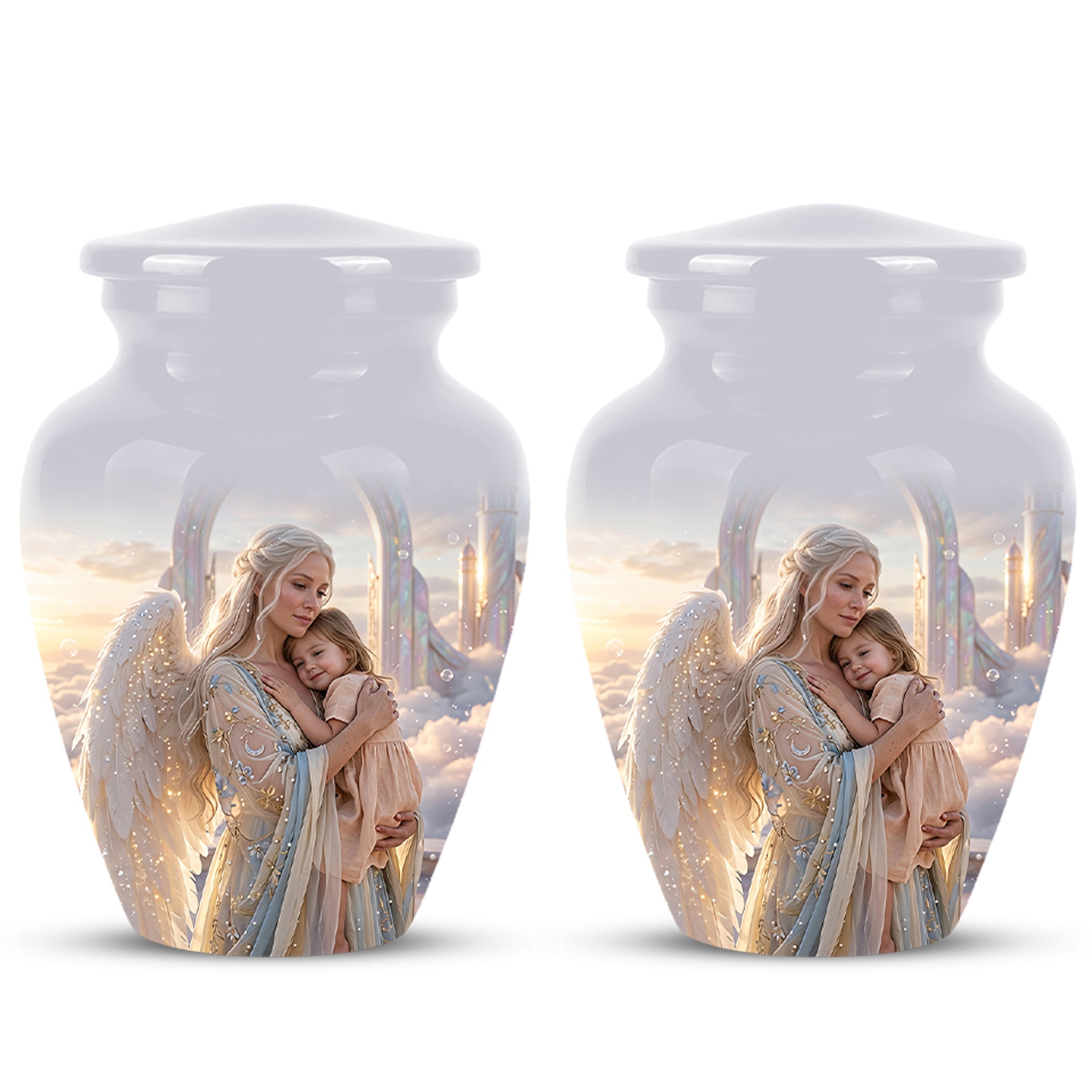 Angel Mother With Child Memorial Urn - Artistic Cremation Urns For Mom