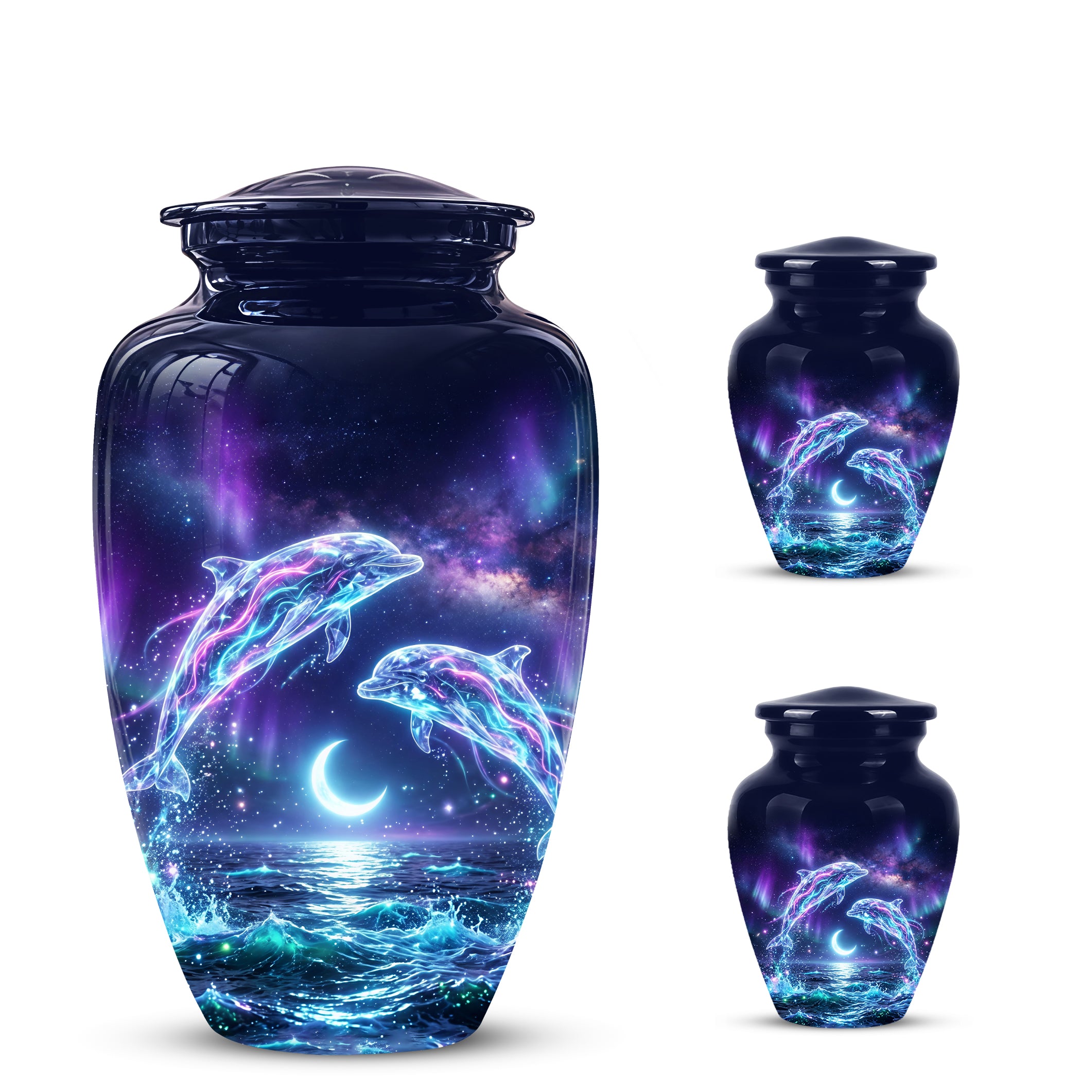 Dolphin Cremation Urn - Artistic Moonlight Memorial Urns For Ashes