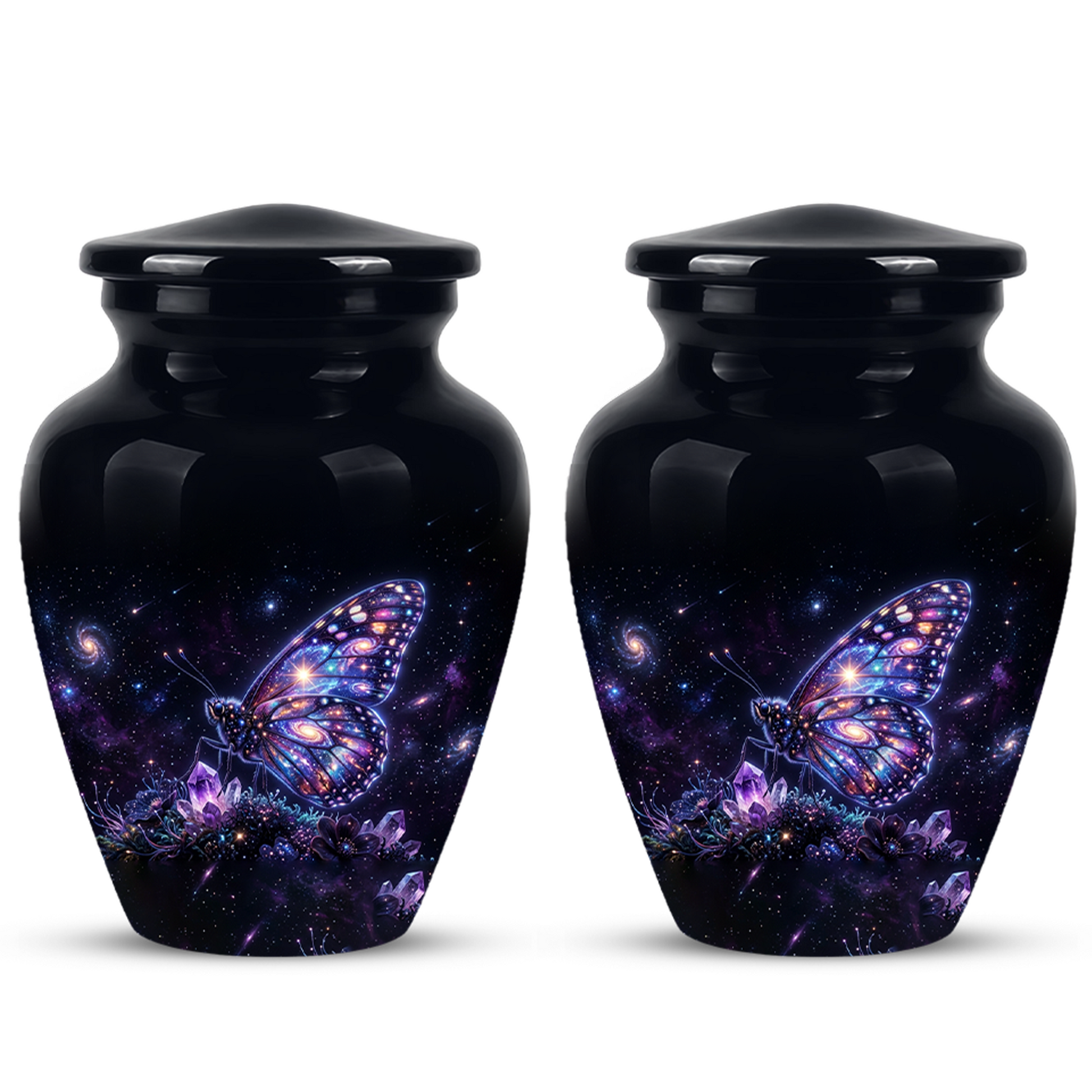 Purple Butterfly Cremation Urn - Beautiful Black Urns For Human Ashes