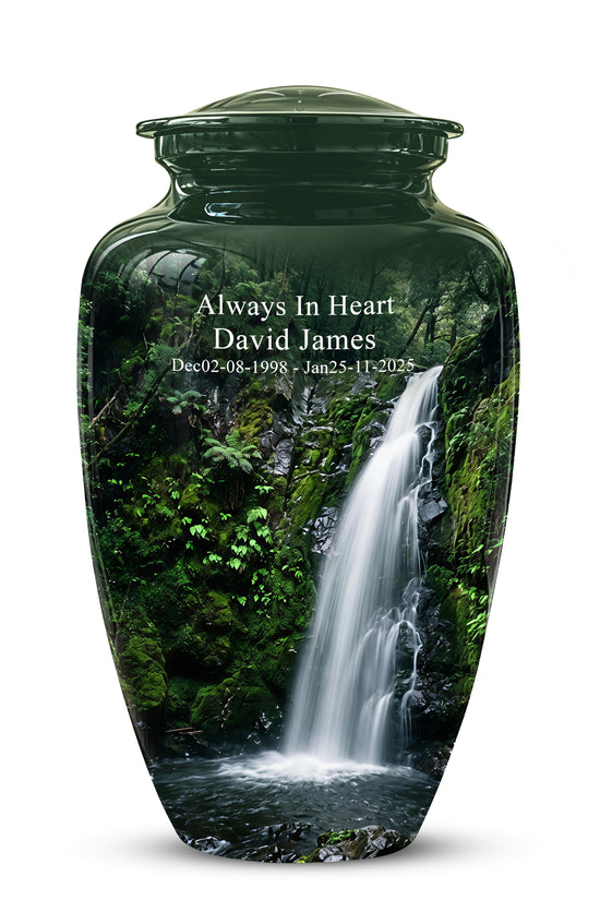 Waterfall Themed Memorial Urn - Peaceful Tribute Urn For Nature Lover