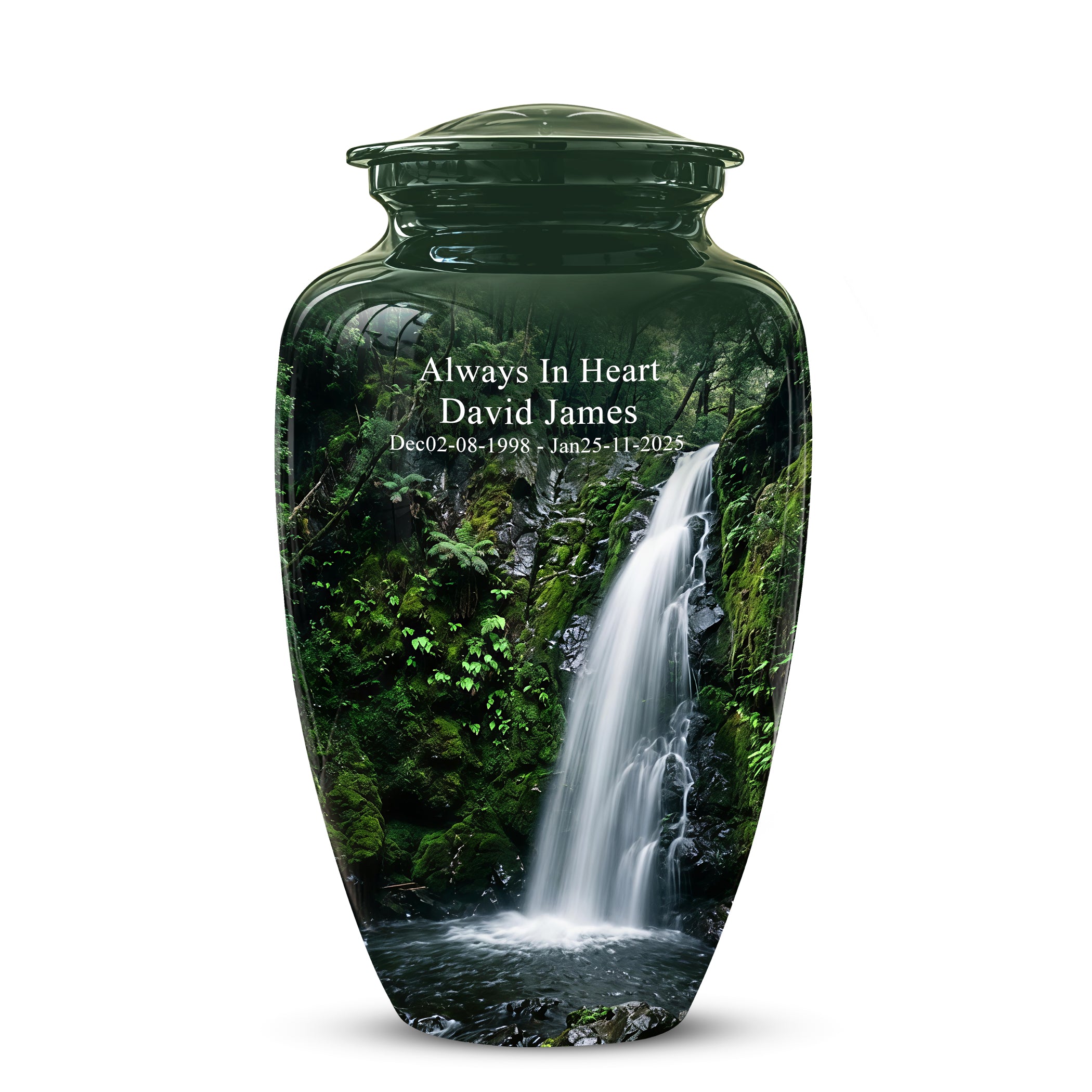 Waterfall Themed Memorial Urn - Peaceful Tribute Urn For Nature Lover