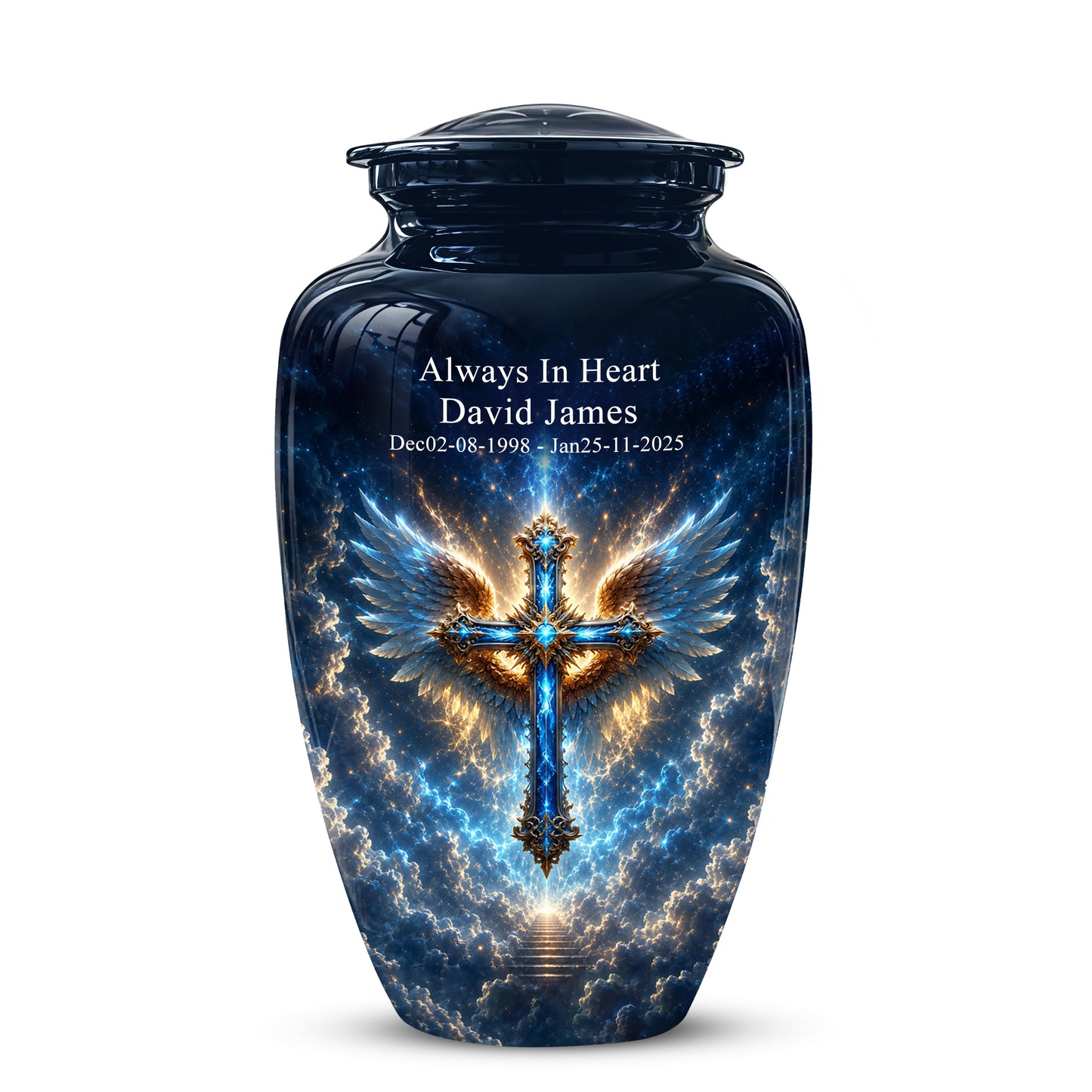 Celestial Jesus Cross Urn - Artistic Handcrafted Urns For Men & Women