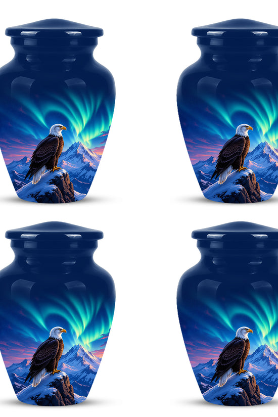 Personalized Bald Eagle Cremation Urn - Northern Lights Memorial Urns For Ashes