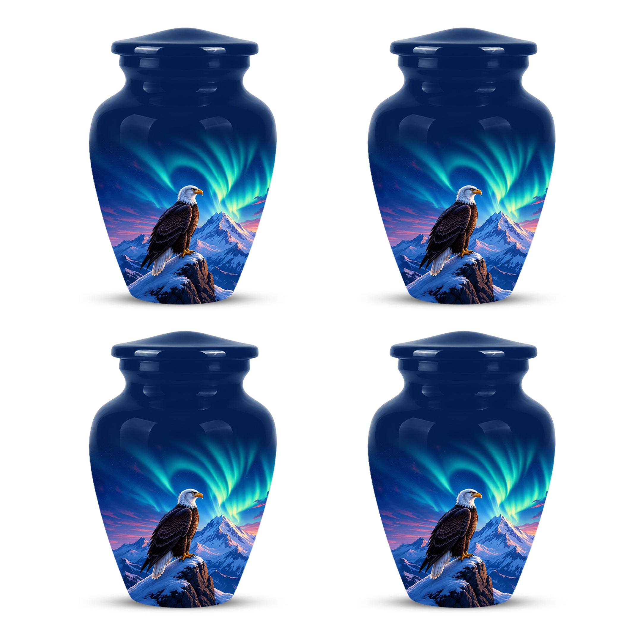 Personalized Bald Eagle Cremation Urn - Northern Lights Memorial Urns For Ashes