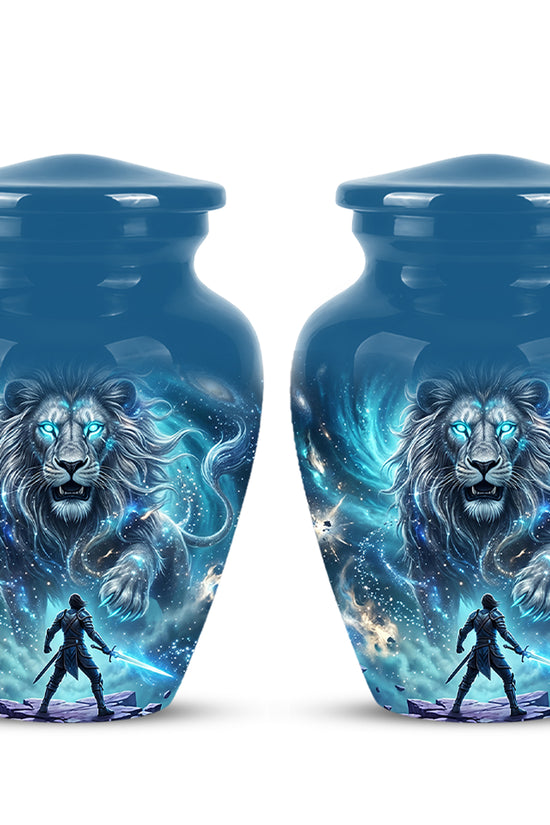 Celestial Cosmic Lion Cremation Urn - Lion Adult Male Memorial Tribute Urn