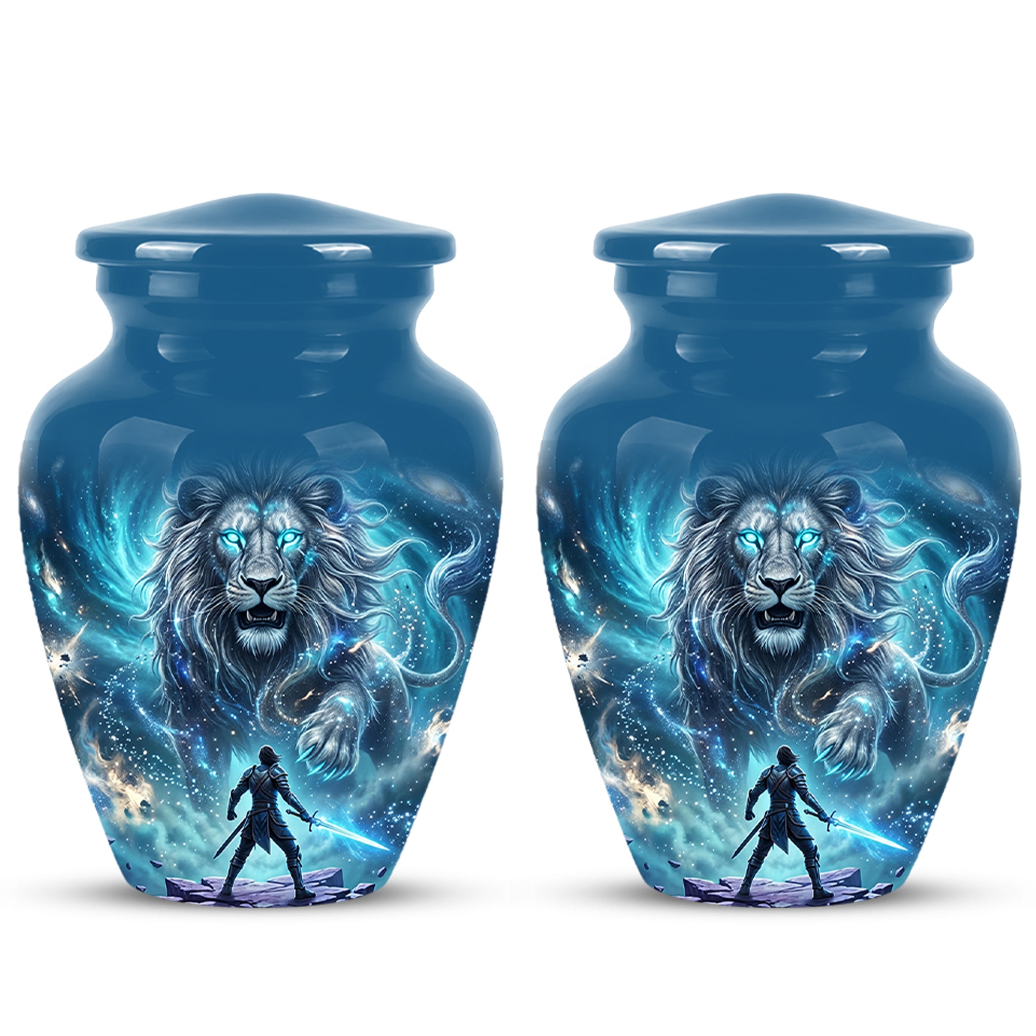 Celestial Cosmic Lion Cremation Urn - Lion Adult Male Memorial Tribute Urn