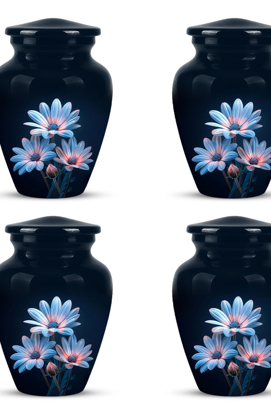 Blue Flower Memorial  Urn - Beautifully Crafted Urns To Tribute Ashes