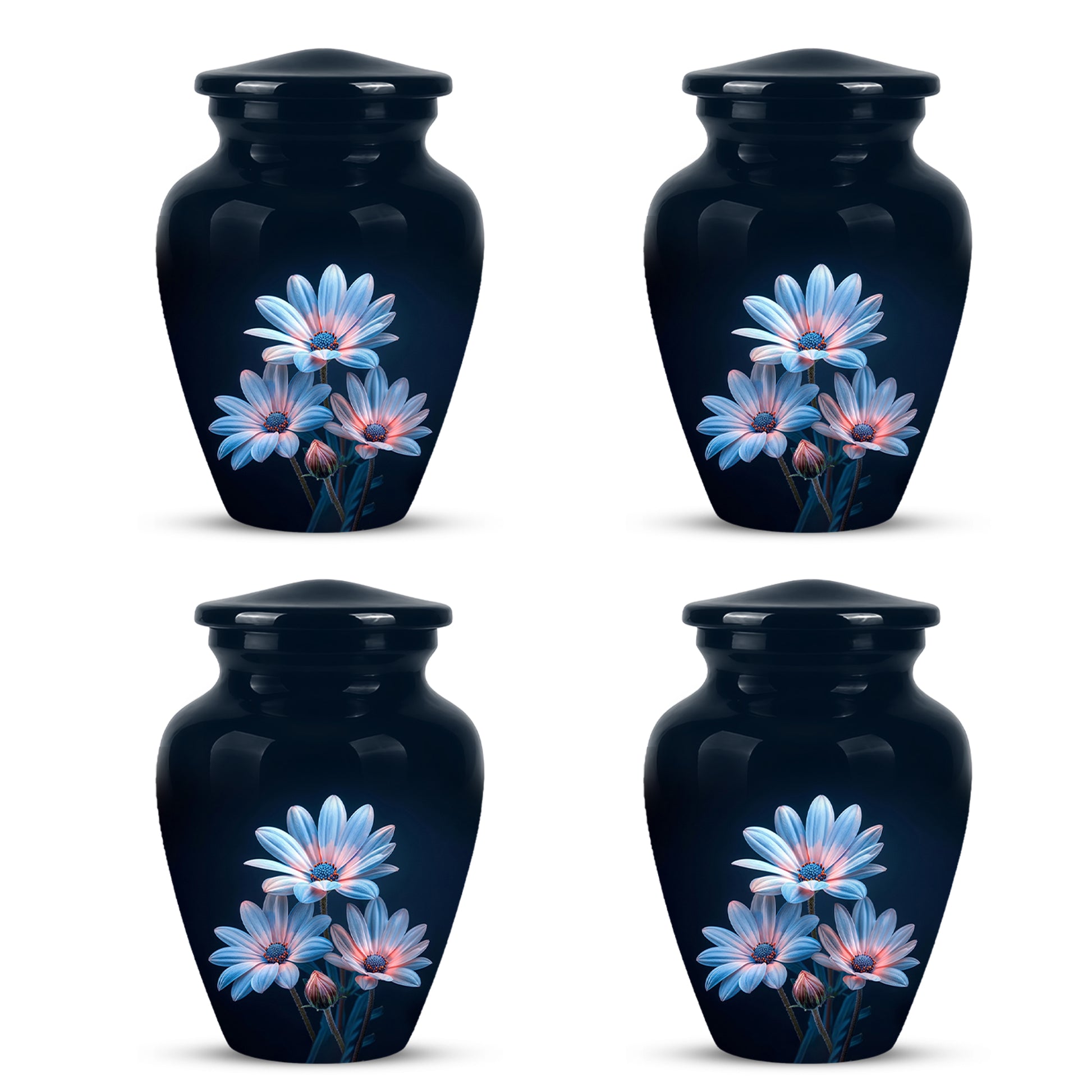 Blue Flower Memorial  Urn - Beautifully Crafted Urns To Tribute Ashes