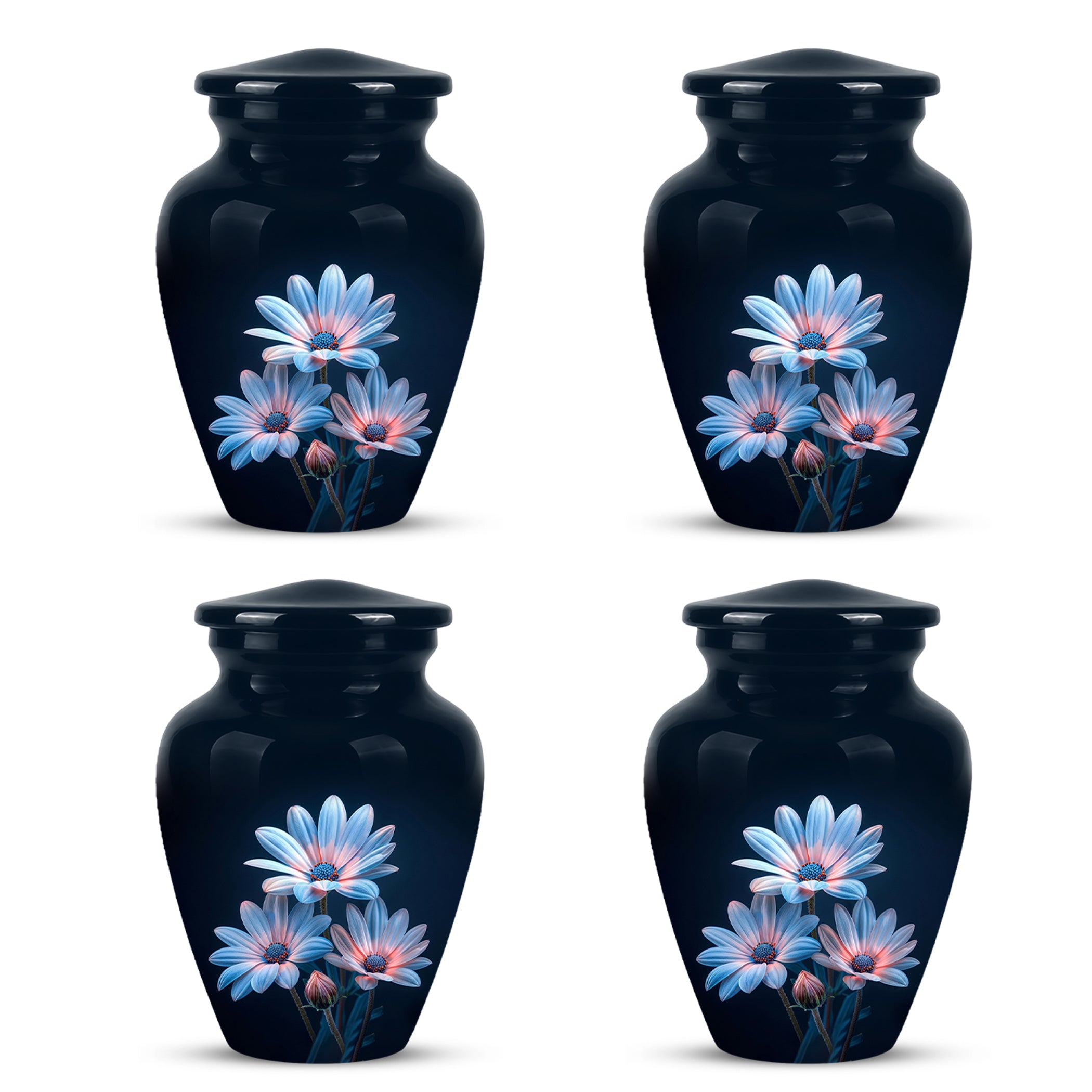 Blue Flower Memorial  Urn - Beautifully Crafted Urns To Tribute Ashes