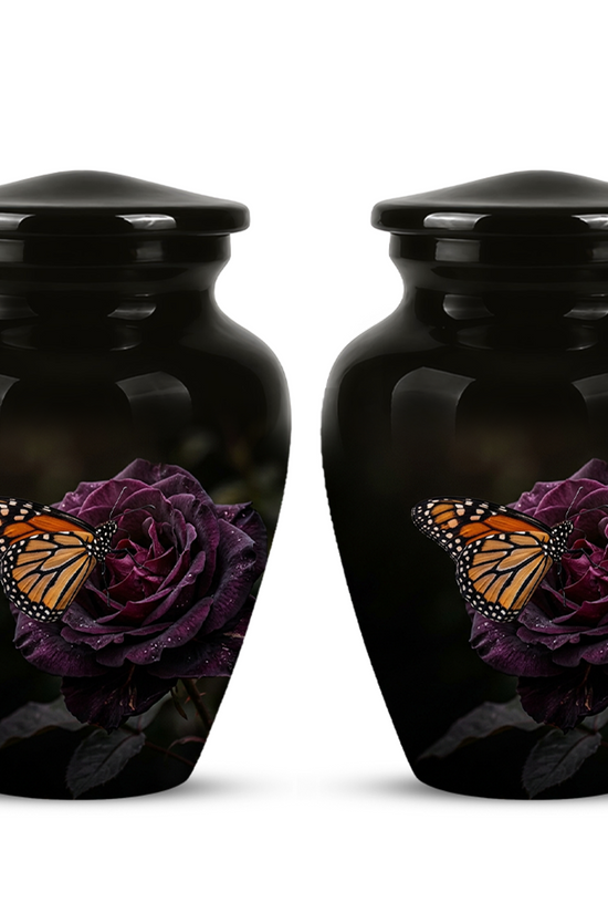 Yellow Butterfly On Purple Flower - Beautiful Burial Urns For Mom Ashes