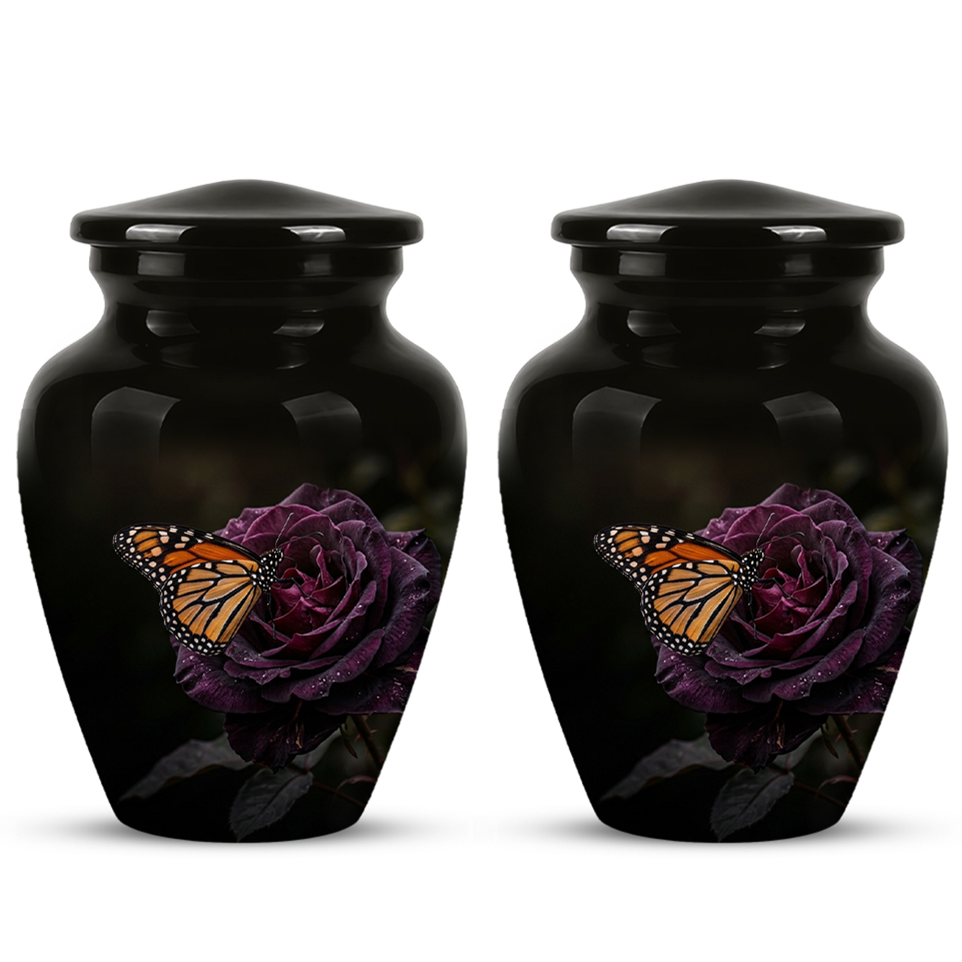 Yellow Butterfly On Purple Flower - Beautiful Burial Urns For Mom Ashes
