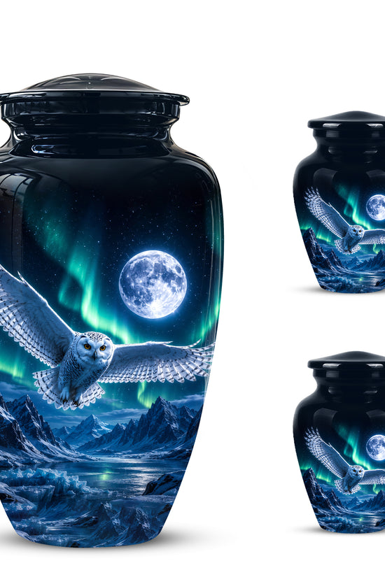 Flying Owl Adult Memorial Urn - Artistic Handcrafted Burial Urns For Ashes