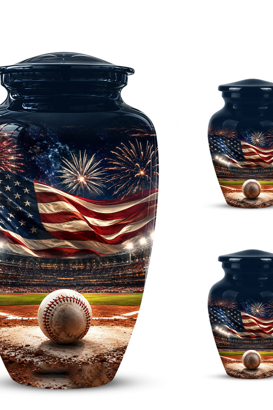 Patriotic Baseball Cremation Urn - Personalized Memorial Urns For Athletes