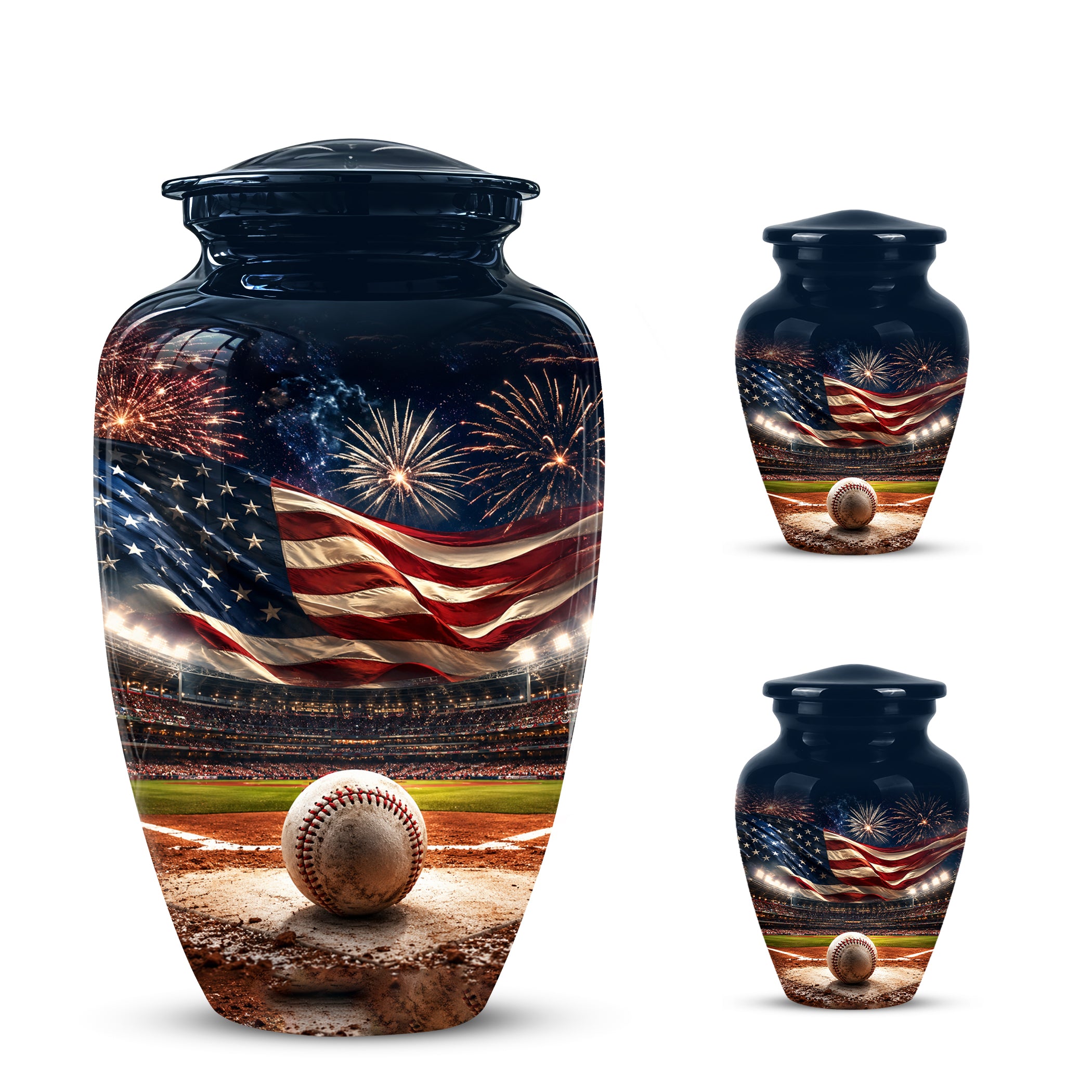 Patriotic Baseball Cremation Urn - Personalized Memorial Urns For Athletes