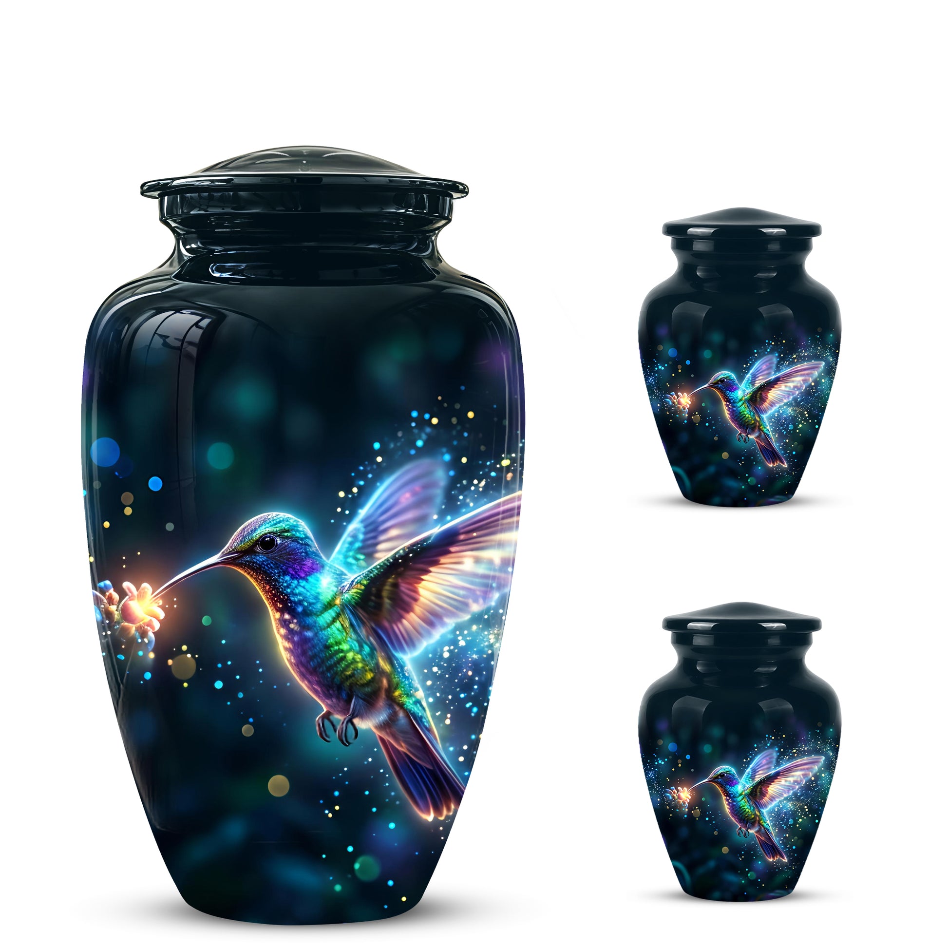 Celestial Colorful Hummingbird Cremation Urn - Majestic Funeral Urns