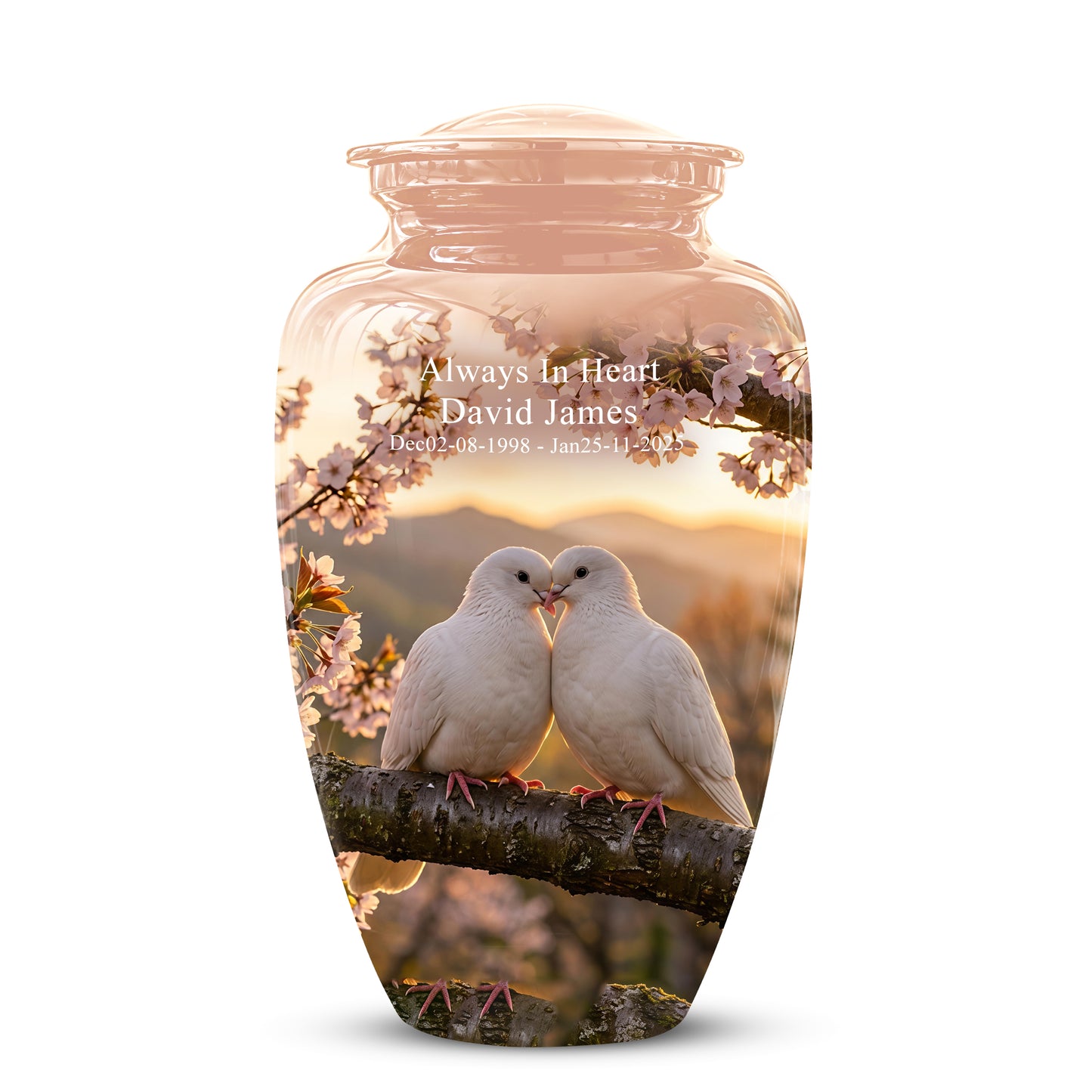White Couple Dove - Peaceful Memorial Urns To Tribute Lover's Ashes
