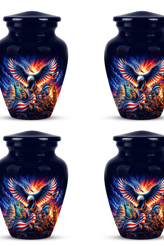 Custom Veteran Cremation Urn - American Flag & Eagle Urns For Ashes
