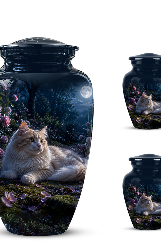 White Cat Memorial Urn - Beautiful Eternal Rest Urns For Pet Ashes