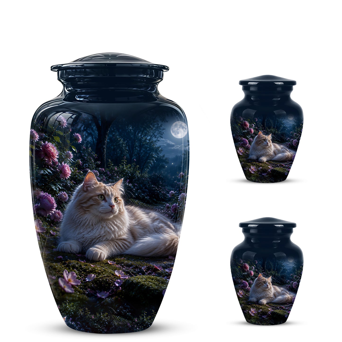White Cat Memorial Urn - Beautiful Eternal Rest Urns For Pet Ashes
