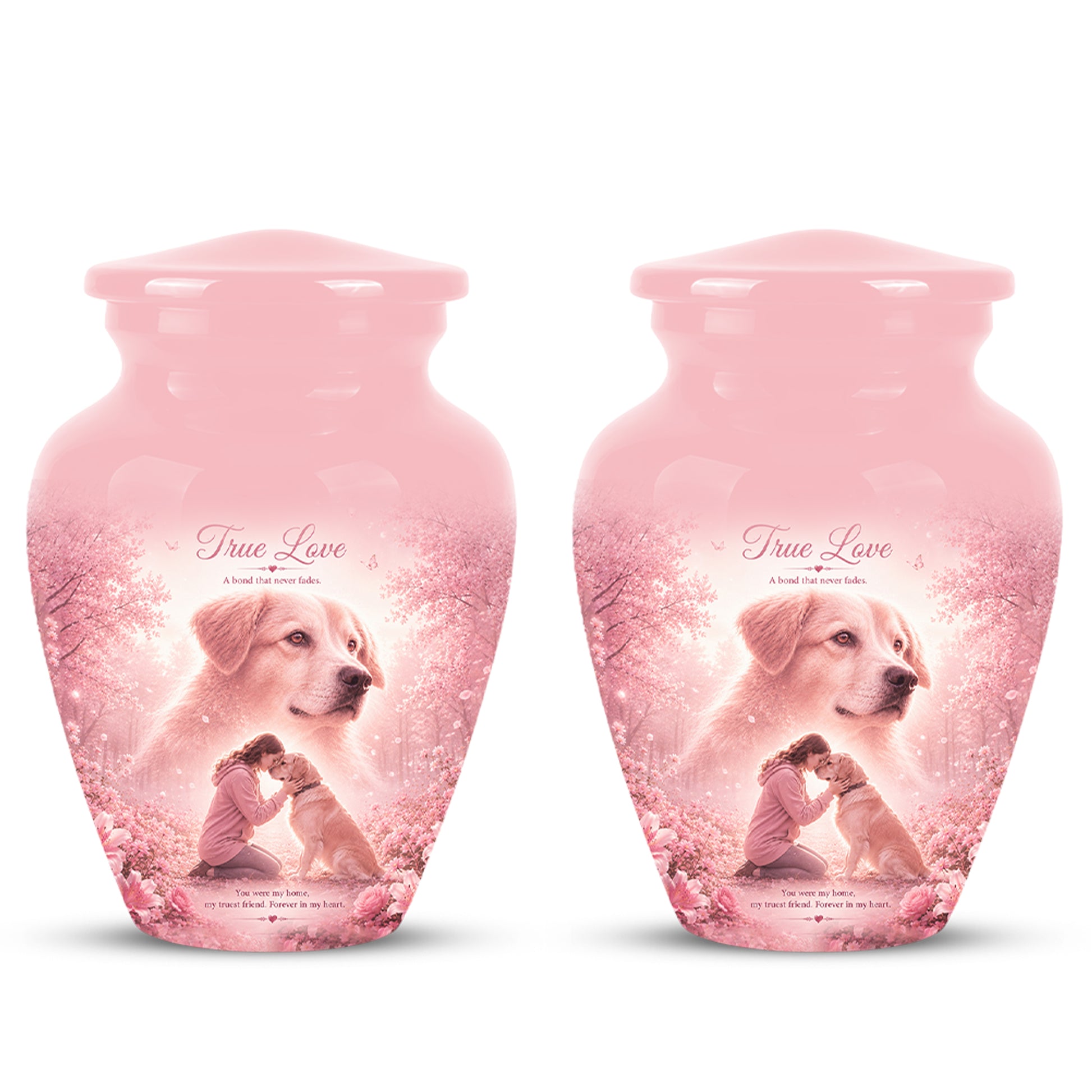 Pink Pet Dog Memorial Urn – Dog Burial Urn for Pets Ashes